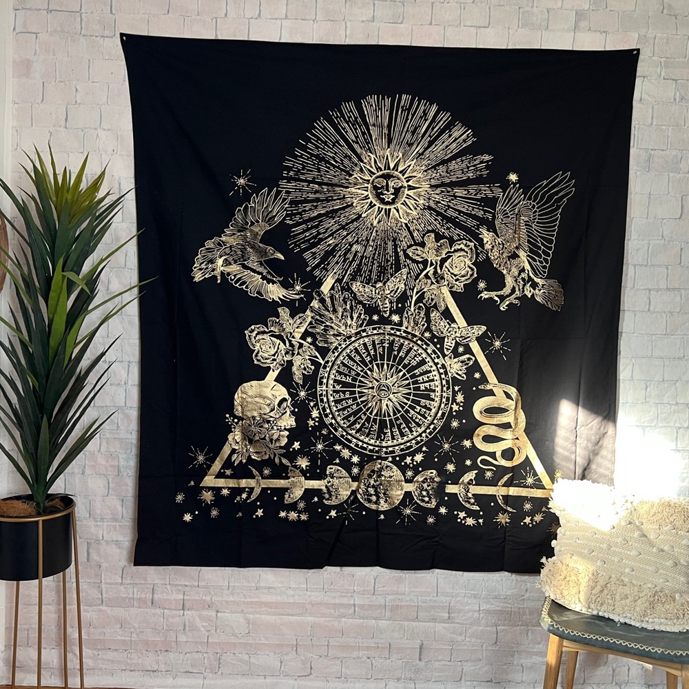 Urban Outfitters Black and Gold Tapestry